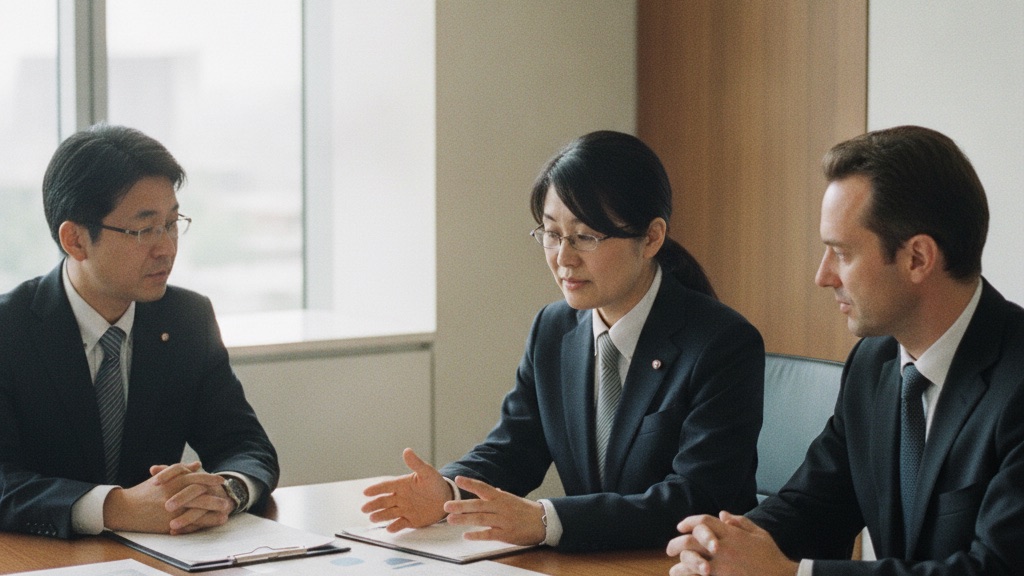 A negotiation-skills training role-play across a meeting table