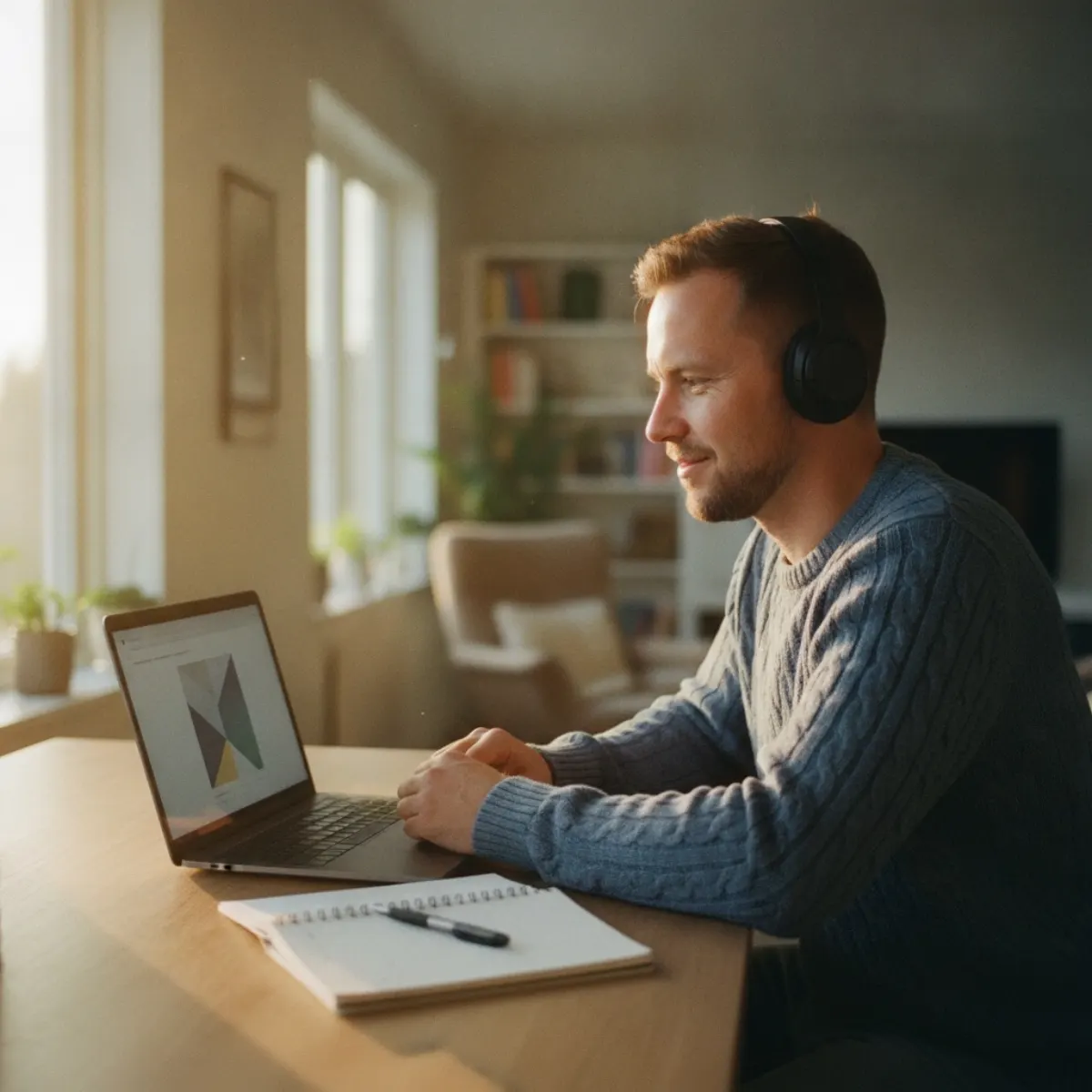 A professional taking a low-cost self-paced online cross-cultural training course at home