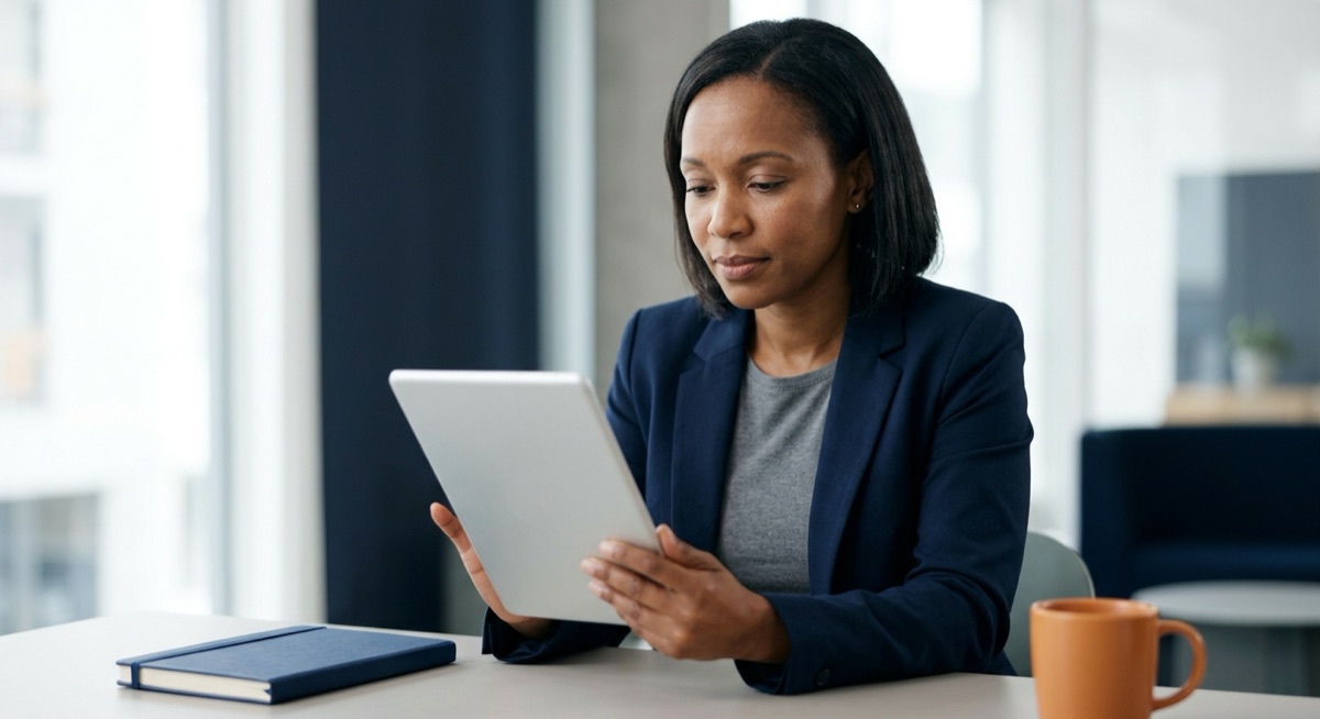 A marketer reading intently on a tablet in a listening posture, using X in Japan as an intelligence channel rather than an ad channel