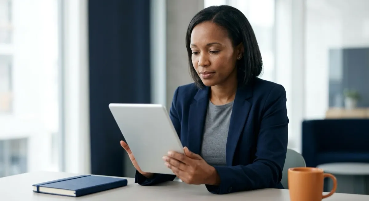 A marketer reading intently on a tablet in a listening posture, using X in Japan as an intelligence channel rather than an ad channel